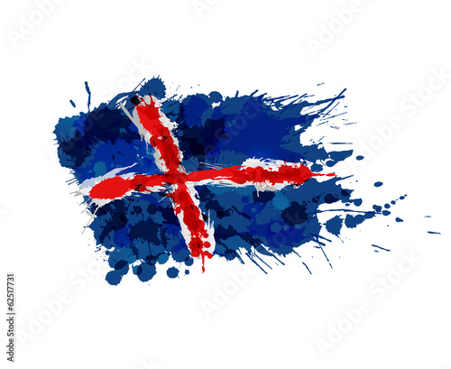 Flag of Iceland made of colorful splashes photo