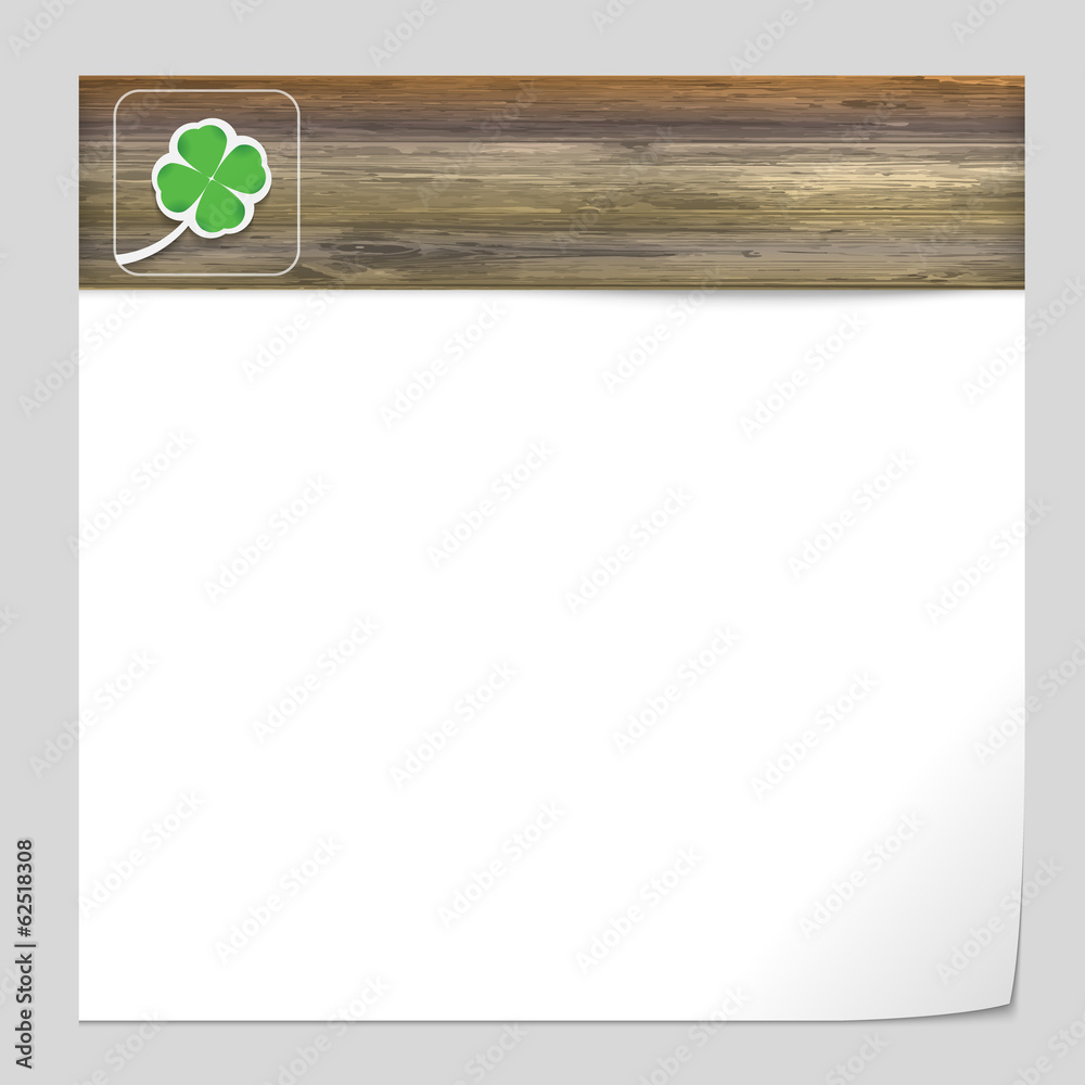 vector banner with wood texture and cloverleaf