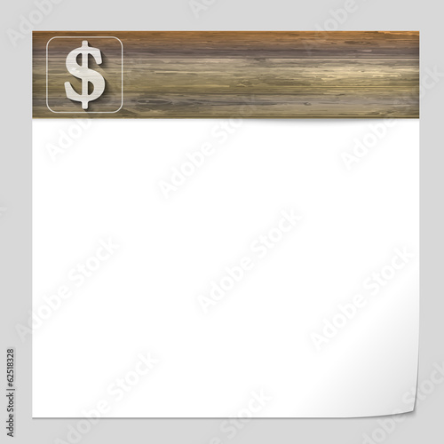 vector banner with wood texture and dollar sign