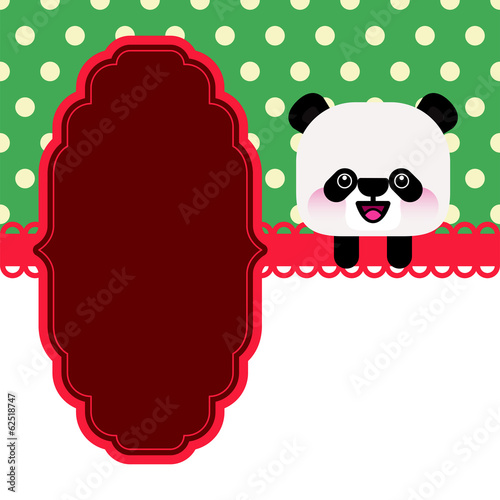 Fototapeta Naklejka Na Ścianę i Meble -  Vector illustration of cute panda with frame