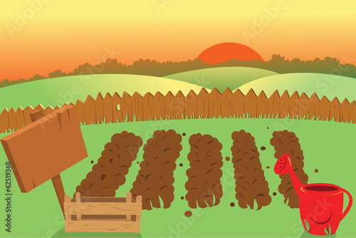 Sunset on a farm