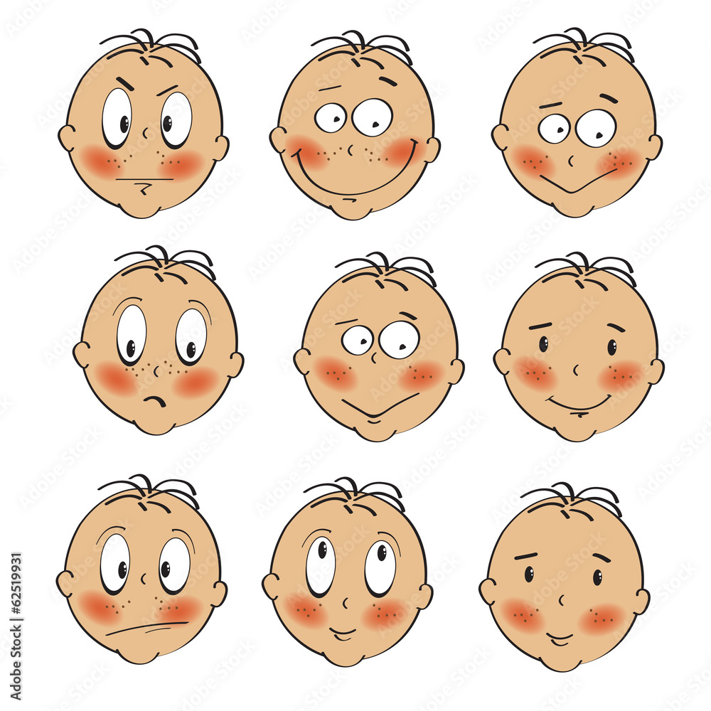 baby boy faces collection on white background baby boy faces collection on white background