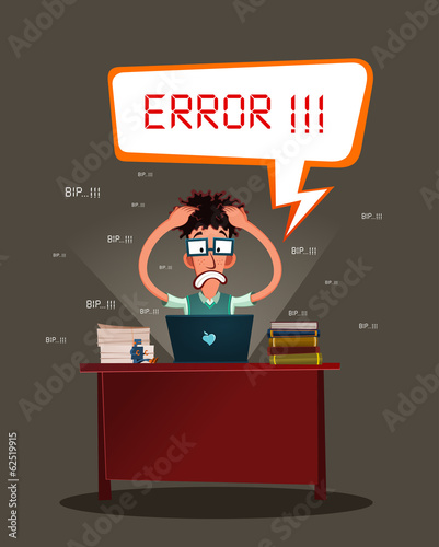 nerdy programmer get stressed because error in his program