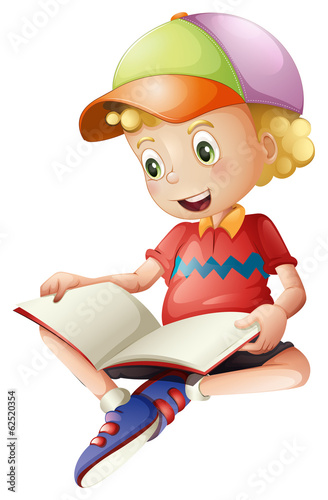 A cute kid reading