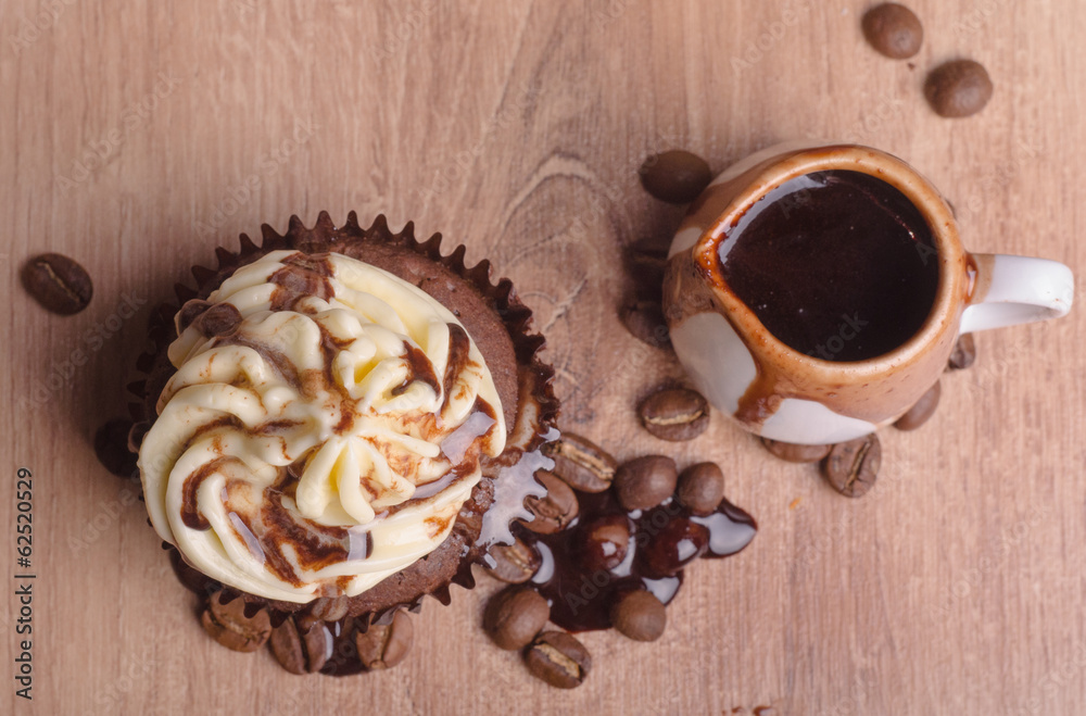 Coffee cupcake & coffee beans Coffee cupcake & coffee beans
