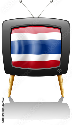 The flag of Thailand inside the television