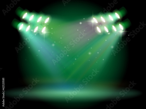 A stage with spotlights