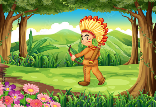 A forest with an Indian
