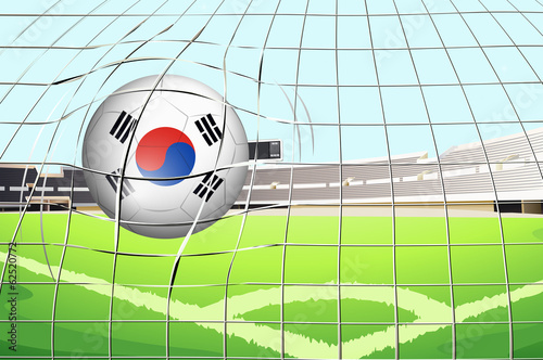 A soccer ball with the South Korean flag