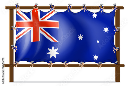 The flag of Australia attached to the wooden frame