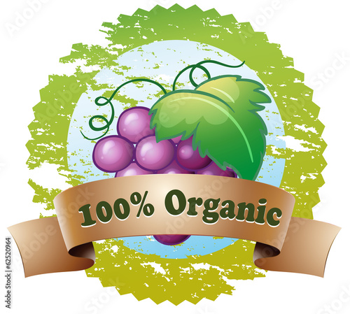 An organic label with fresh grapes