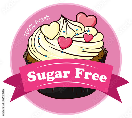 A mocha cake with a sugar free label