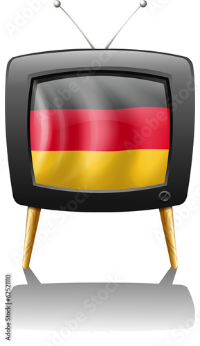 A German flag inside a television
