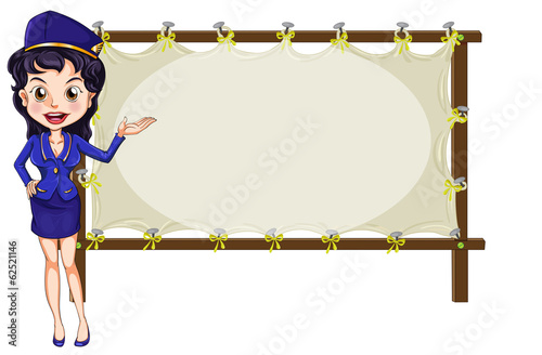 A hostess presenting the empty template