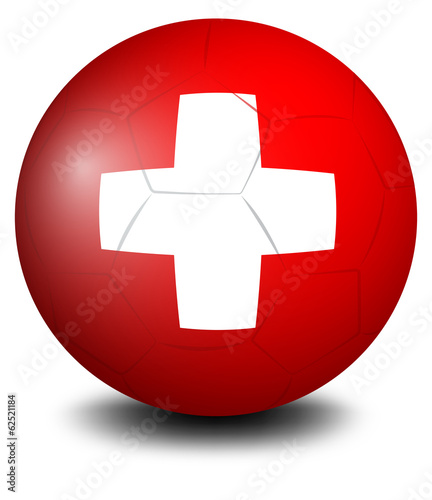 A soccer ball with the Switzerland flag