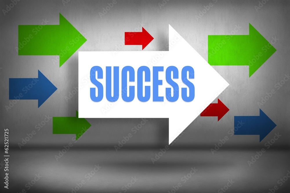 Success against arrows pointing Success against arrows pointing