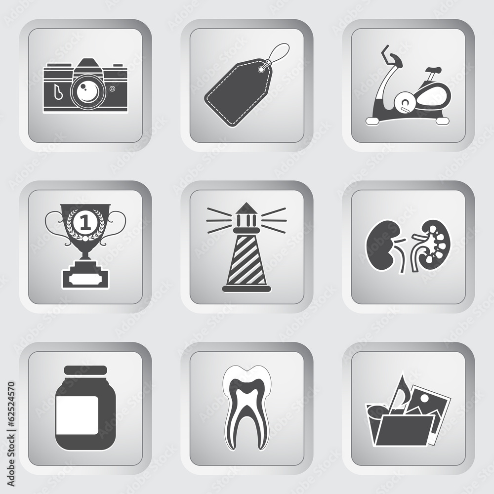 Icons on the buttons for Web Design. Set 9 Icons on the buttons for Web Design. Set 9