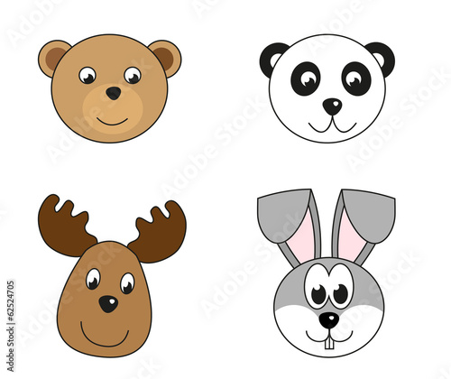 Fototapeta Naklejka Na Ścianę i Meble -  Illustration of 4 animal heads