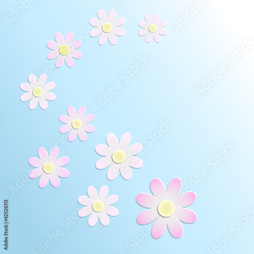 paper flowers on blue background