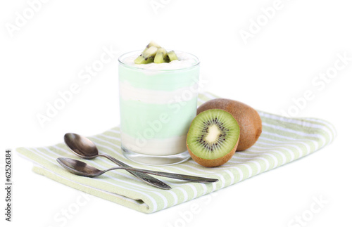 Delicious yogurt with fruit taste in glass