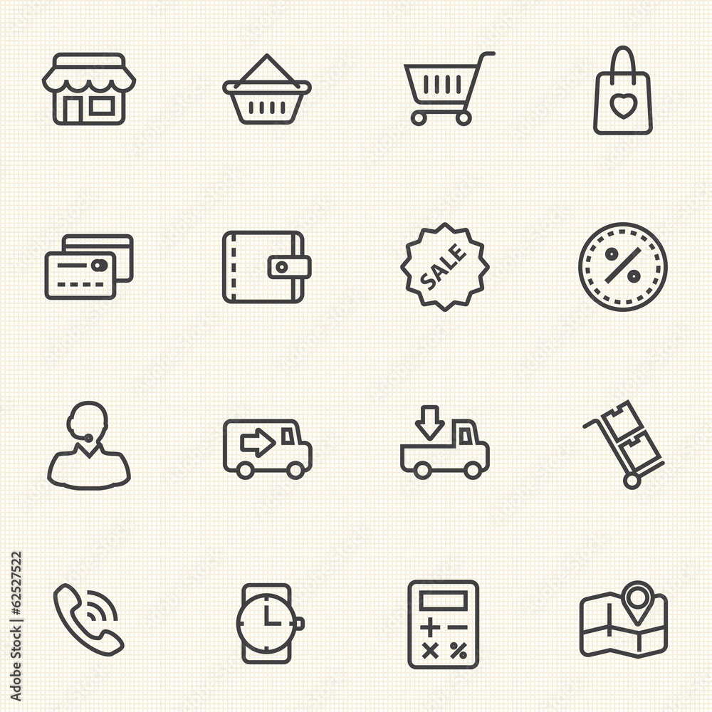 Shopping sale icons set Shopping sale icons set