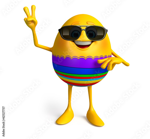 Happy Easter Egg with victory sign