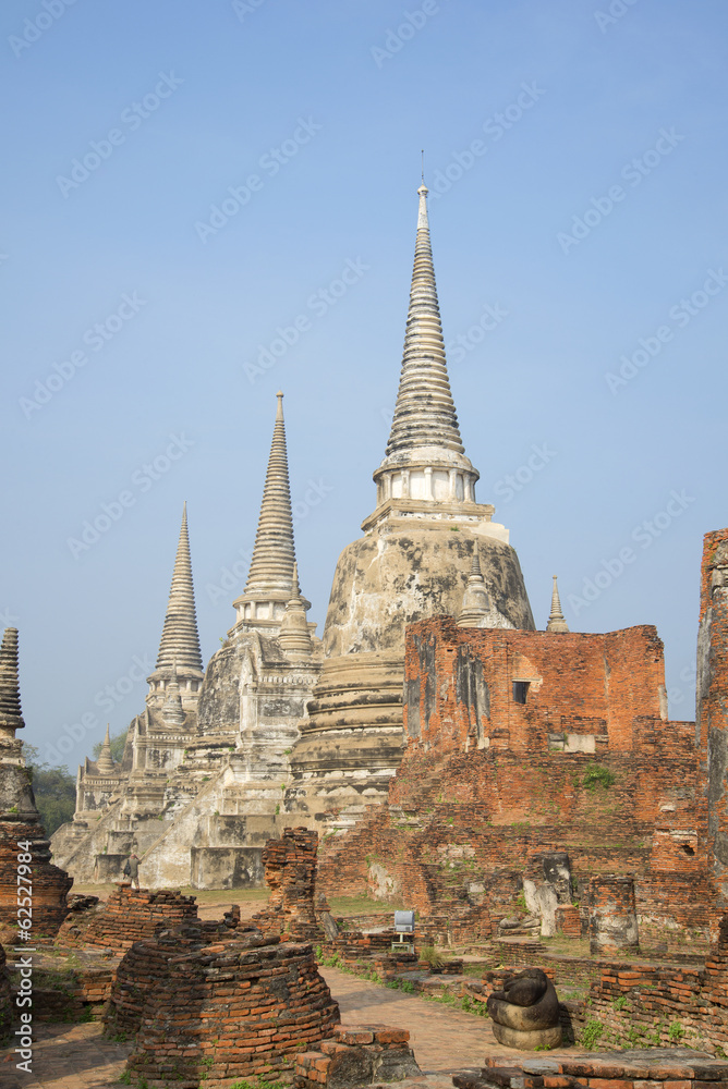 Fototapeta premium At the foot of the ancient Chedi. The Ayutthaya, Thailand