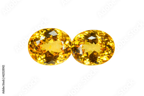 Yellow sapphire isolated on white