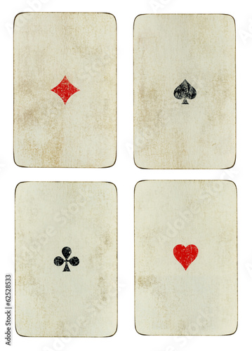 Set of four vintage ace playing cards photo