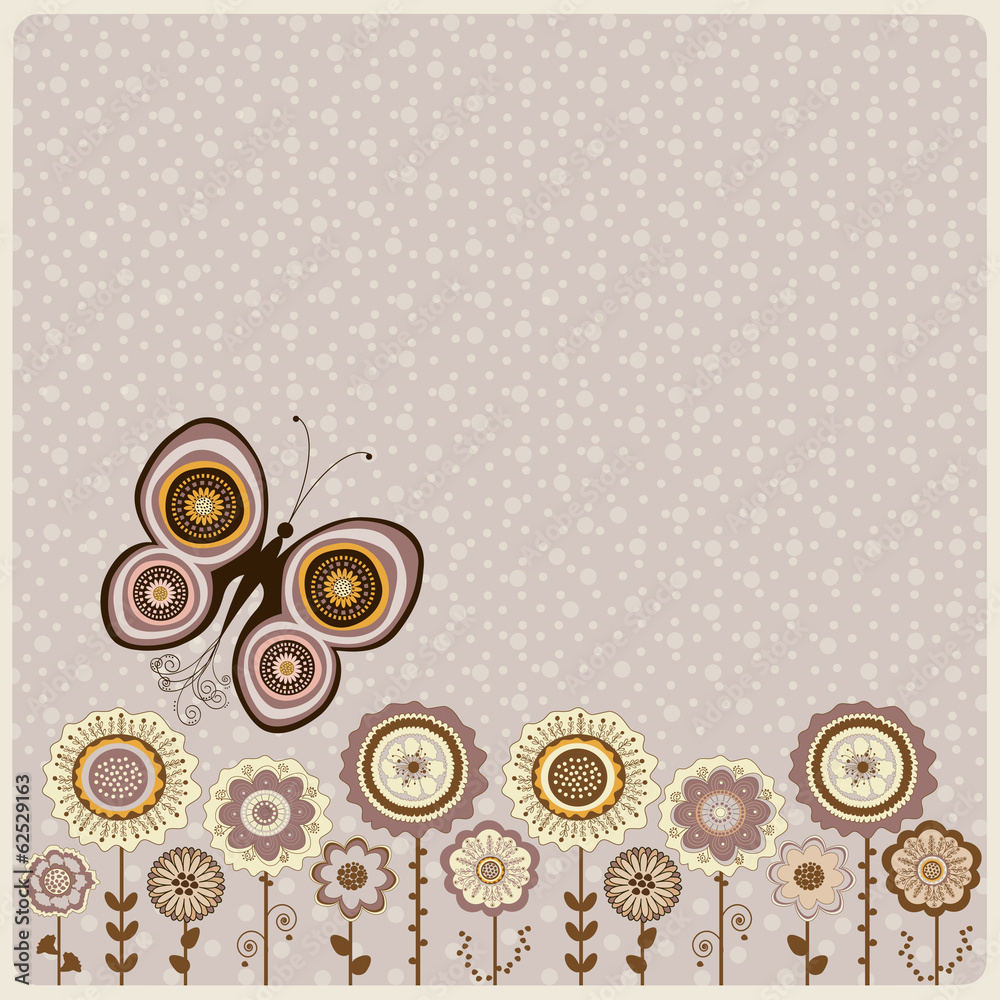 Abstract floral card with butterfly Abstract floral card with butterfly