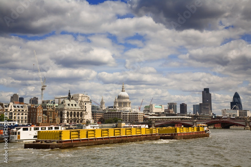 Canvas Print Container Boat on River Thames