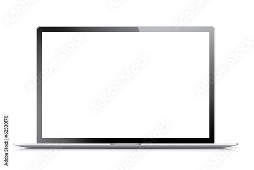 Isolated modern laptop with empty screen vector