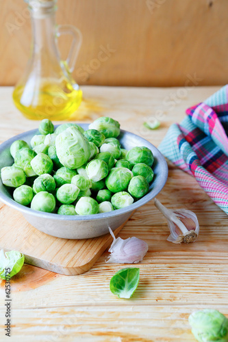 Fresh Brussels sprouts in a bowl