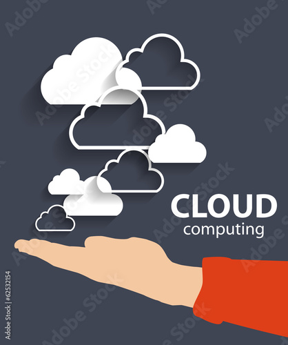 Cloud Computing Concept on Different Electronic Devices. Vector