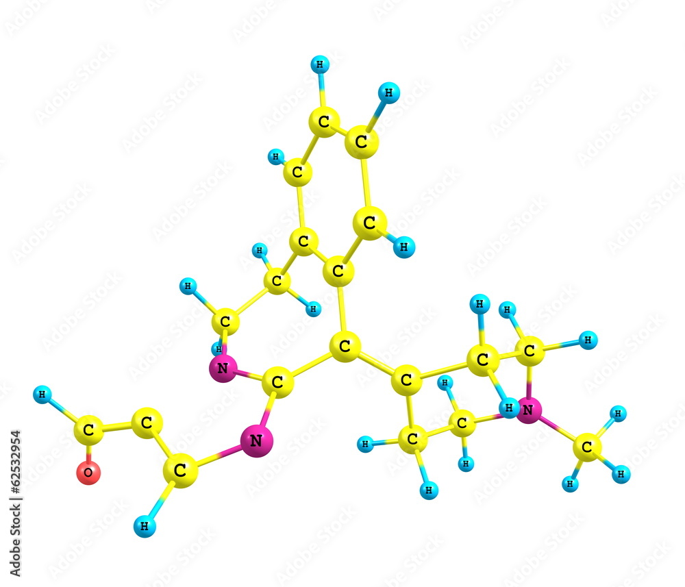 Alcaftadine molecular structure isolated on white Alcaftadine molecular structure isolated on white