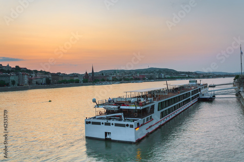 The ship sails on the Danube in Budapest