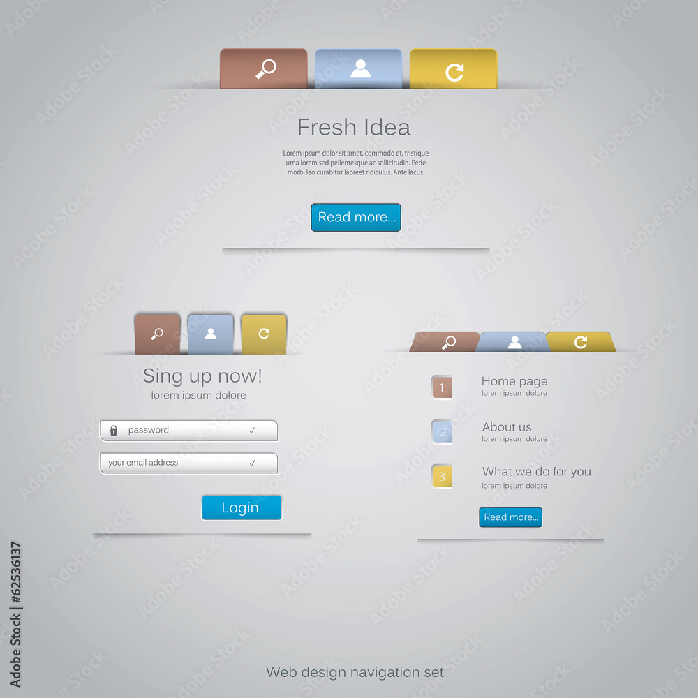 Web design navigation set. Vector Web design navigation set. Vector