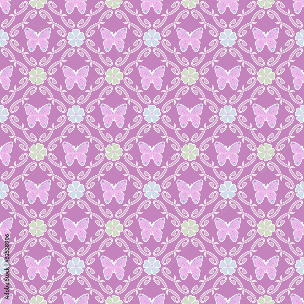 Butterfly background floral seamless pattern