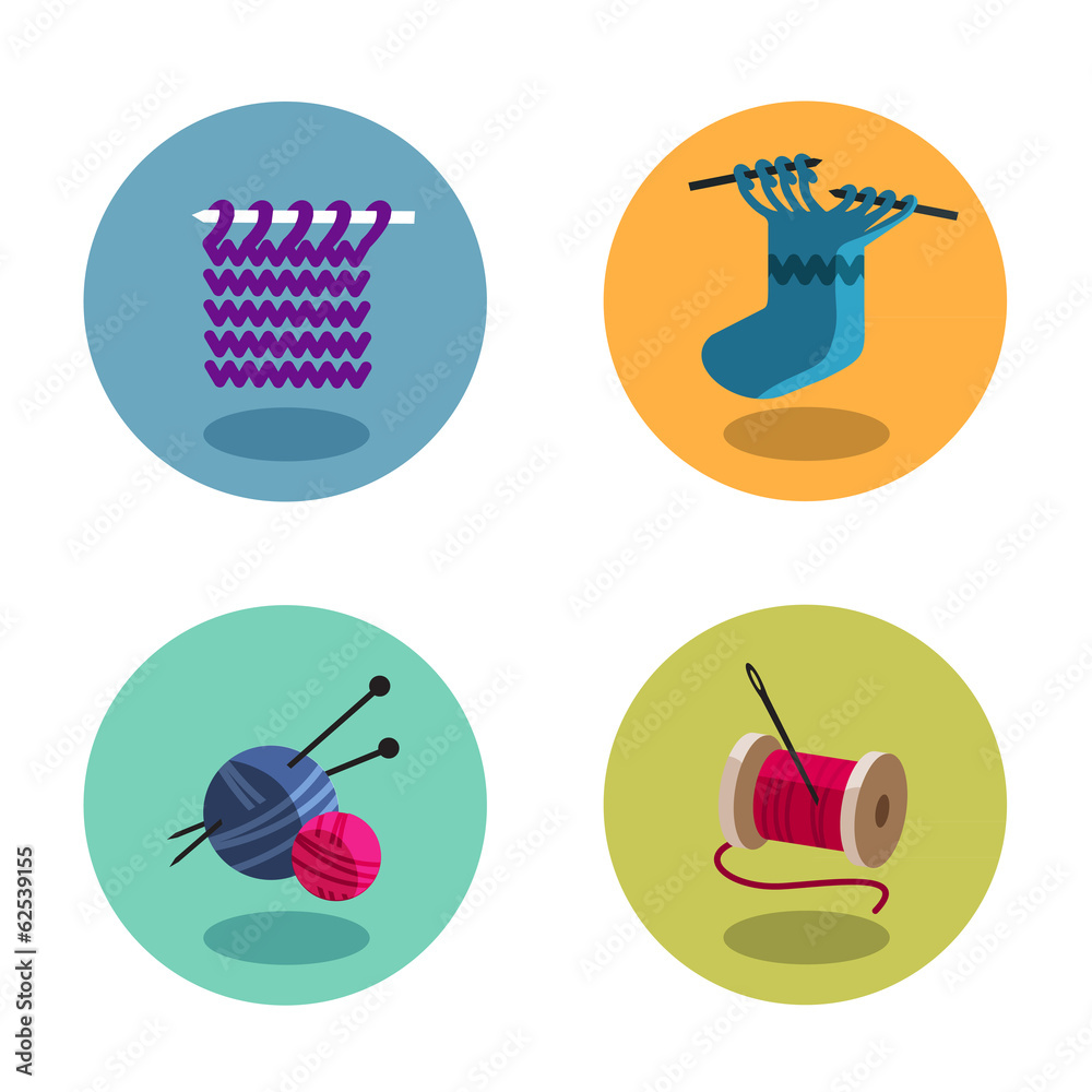 Fototapeta premium Knitting icons