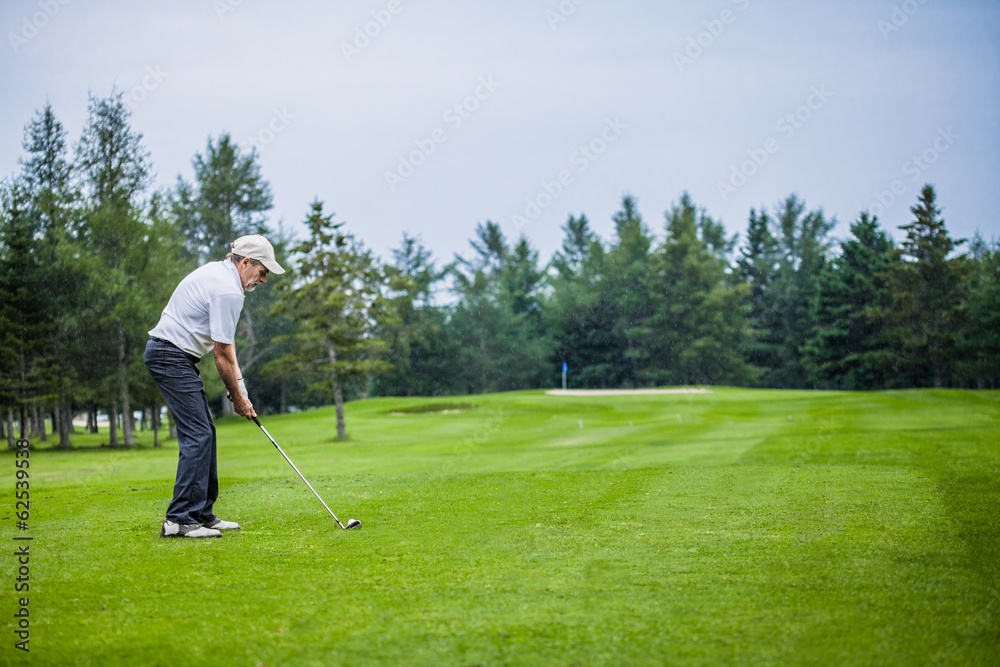 Fototapeta premium Mature Golfer on a Golf Course