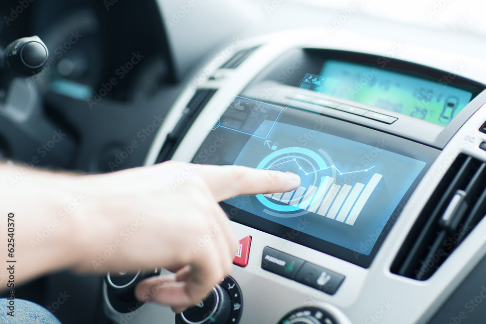 man using car control panel man using car control panel