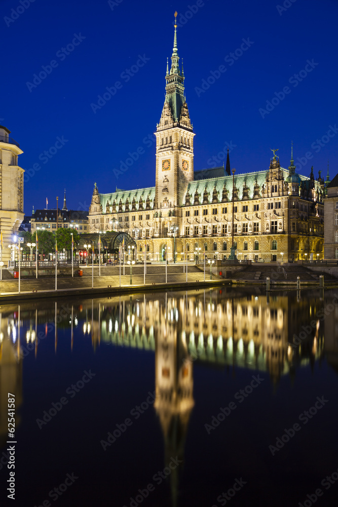 Hamburg Town Hall At Night