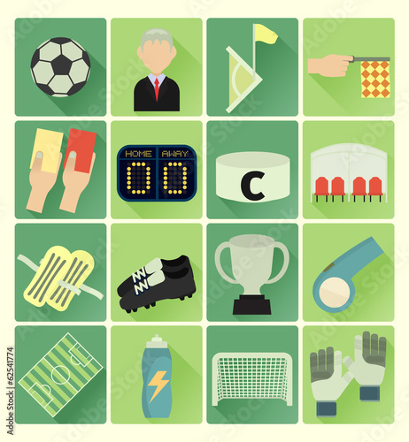 flat icons soccer set