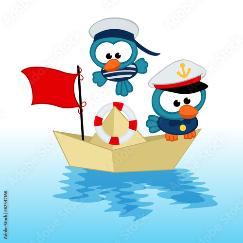 bird captain  and sailor - vector illustration