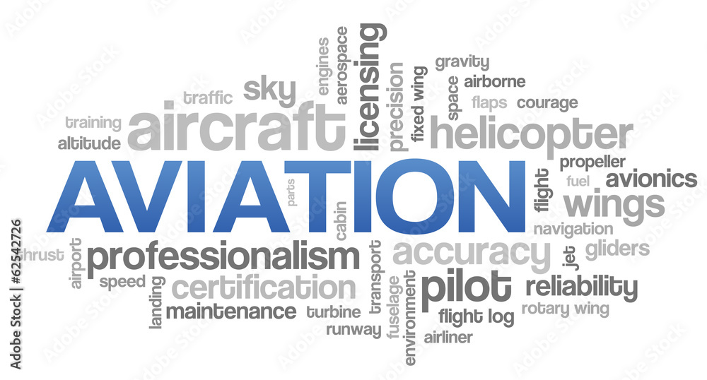 Aviation Word Cloud Blue Bubble Tags Tree Vector
