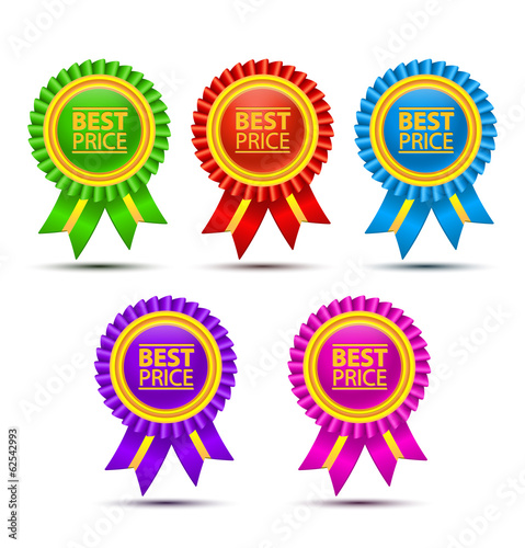 Vector best price color labels with ribbons