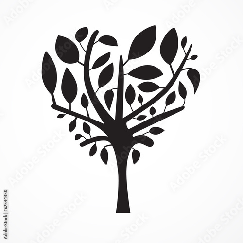 Abstract Heart Shaped Tree on White Background