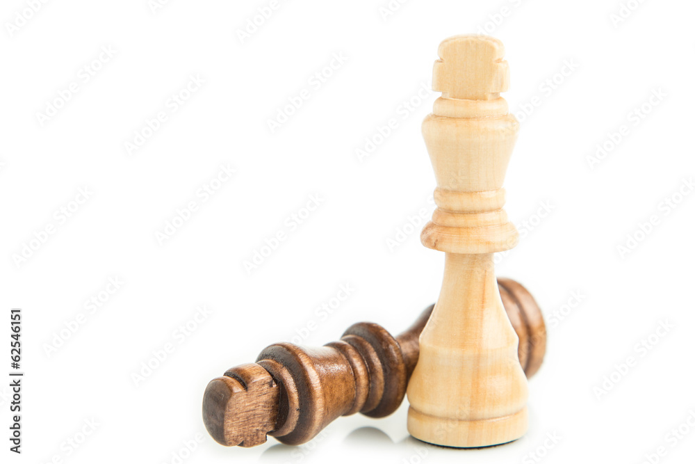 Kings chess pieces different colour white background isolated