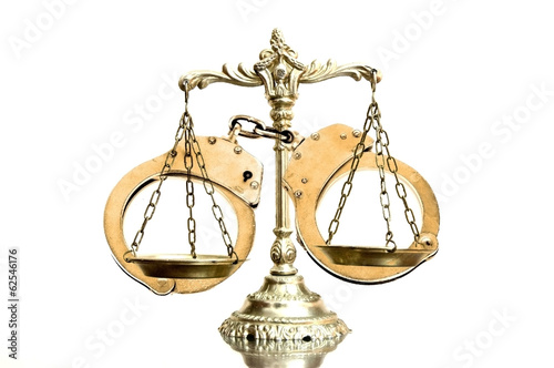 Decorative Scales of Justice and Handcuffs