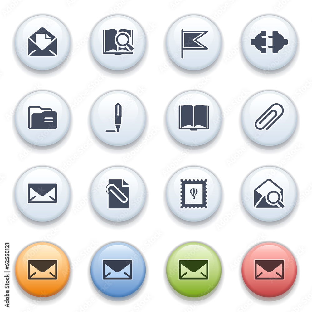 Internet icons on color buttons. Set 2. Internet icons on color buttons. Set 2.